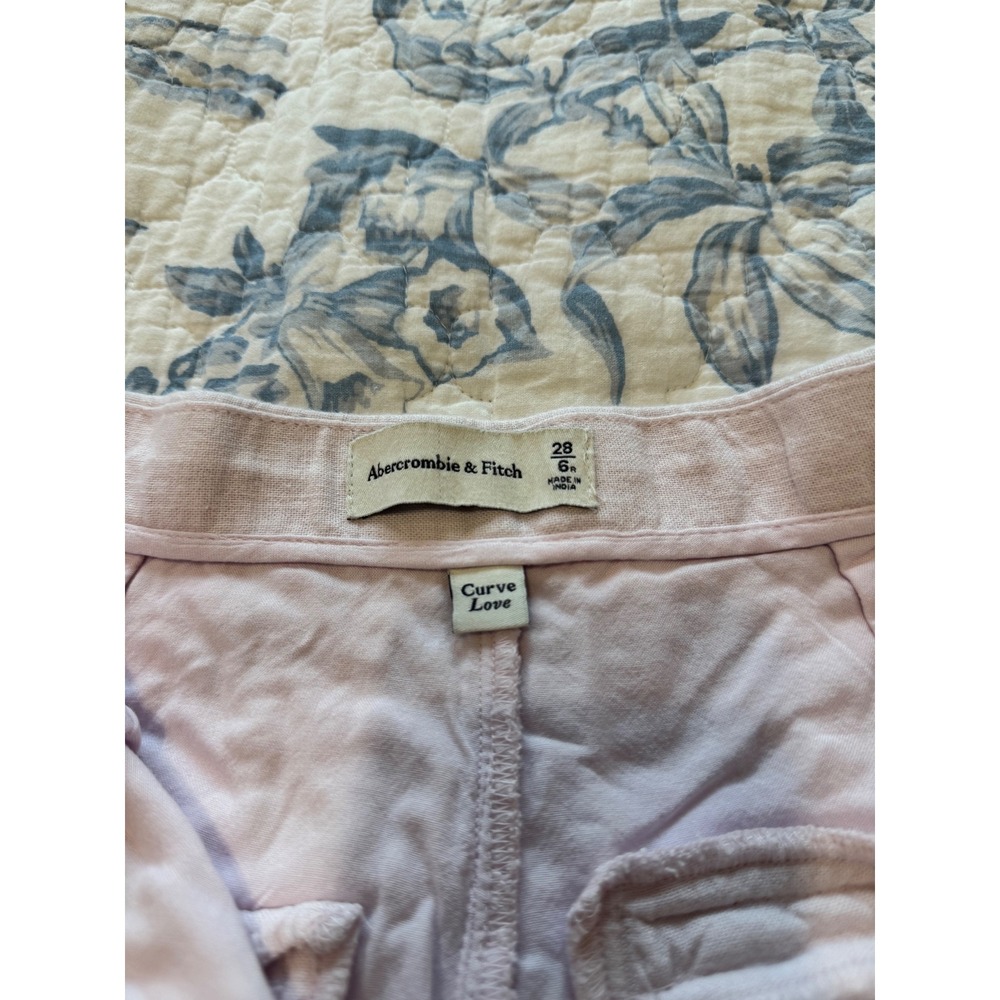 Abercrombie & Fitch Curve Love Light Pink Linen Blend Wide Leg Pants Size 28 6R - Picture 2 of 11